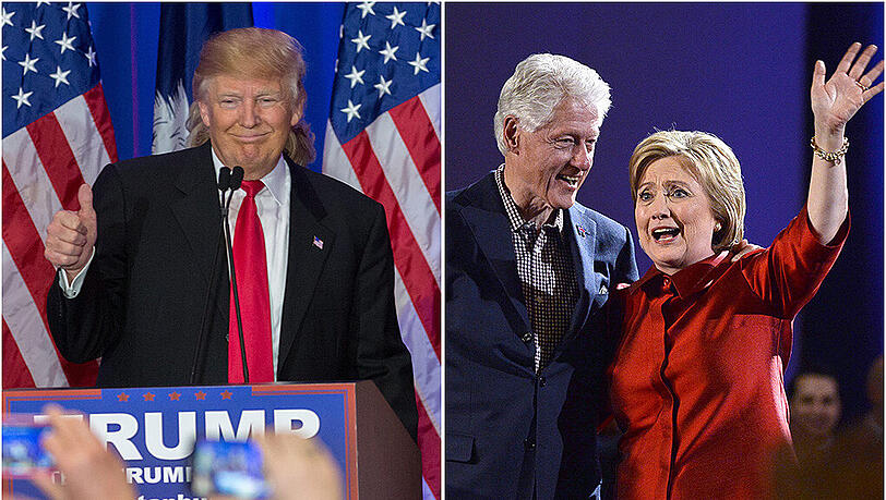 Donald Trump gewinnt in South Carolina, Hillary Clinton holt sich den Sieg in Nevada. Donald Trump gewinnt in South Carolina, Hillary Clinton holt sich den Sieg in Nevada.