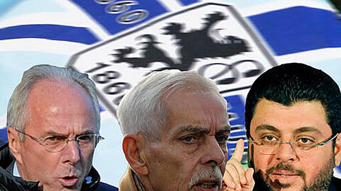 Sven-Göran Eriksson, Löwen-Präsident Dieter Schneider und Investor Hasan Ismaik.