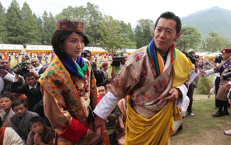 Farbenfrohe Hochzeit in Bhutan: Die Bilder