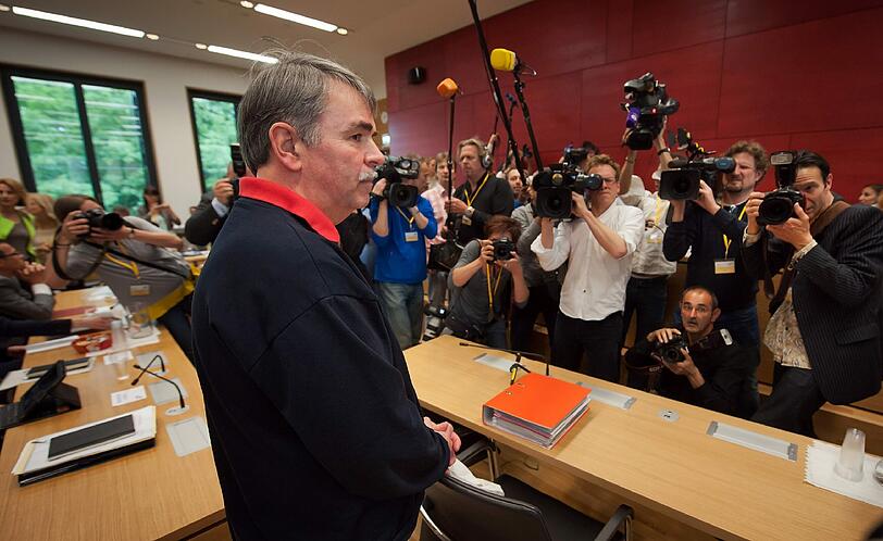 Gustl Mollath vor seiner Vernehmung im Mollath-Untersuchungsausschuss im Bayerischen Landtag