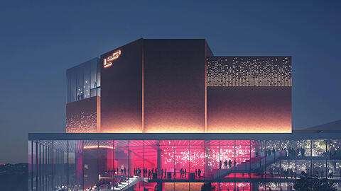 So könnte der neue Gasteig aussehen– mit einem gläsernen Foyer, das die Philharmonie mit dem Bibliothekstrakt verbindet.