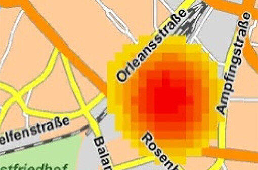 Von Gelb bis rot: Das sind die Hotspots in München wenn es um die Häufigkeit von Verbrechen geht.