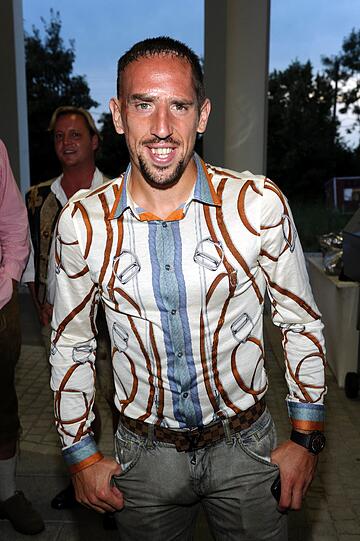 Eigenwilliger Streifen-Look: Franck Ribéry.