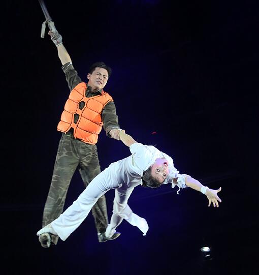 Flyer-Duo Pjöngyang: Der vierfache Salto wollte nicht gelingen.