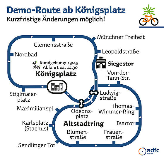 Die Demo-Route ab dem Königsplatz