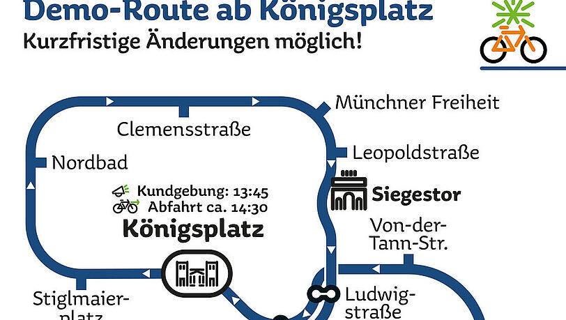 Die Demo-Route ab dem Königsplatz Die Demo-Route ab dem Königsplatz