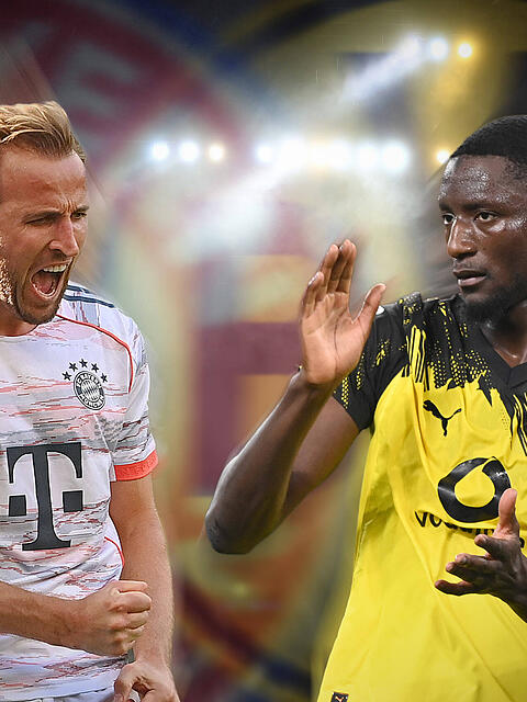 Am Samstag treffen mit Harry Kane (l.) und Serhou Guirassy zwei Top-Torjäger aufeinander.