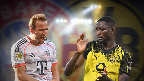 Am Samstag treffen mit Harry Kane (l.) und Serhou Guirassy zwei Top-Torjäger aufeinander.
