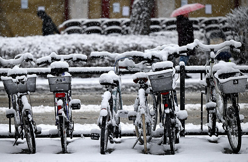 Zum Radlfahren ist das Schneewetter wohl weniger gut geeignet.