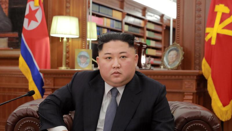 Kim Jong Un während seiner Neujahrsansprache. Kim Jong Un während seiner Neujahrsansprache.