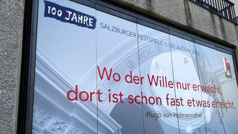 Das Plakat der Salzburger Festspiele 2020 zum 100-jährigen Jubiläum. Das Plakat der Salzburger Festspiele 2020 zum 100-jährigen Jubiläum.