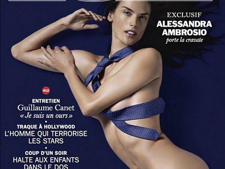 Nur mit einer Krawatte bedeckt, beflügelte Supermodel Alessandra Ambrosio auf dem Cover der "Lui" die Fantasien der Männer
