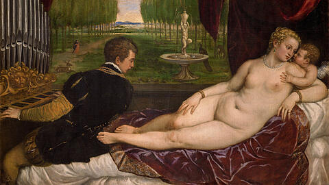 Tizians "Venus mit Orgelspieler und Cupido", um 1555.