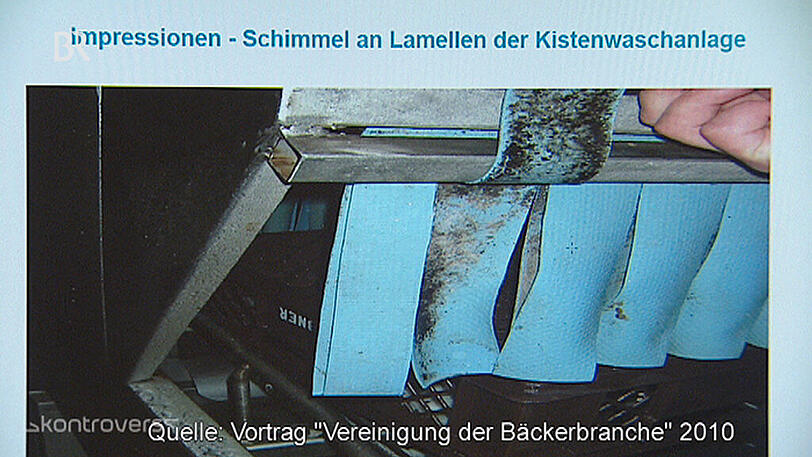 ilder von der &bdquo;Vereinigung der Backbranche&ldquo;: Die Lamellen an einer Waschanlage für Brotkisten sind verschimmelt.