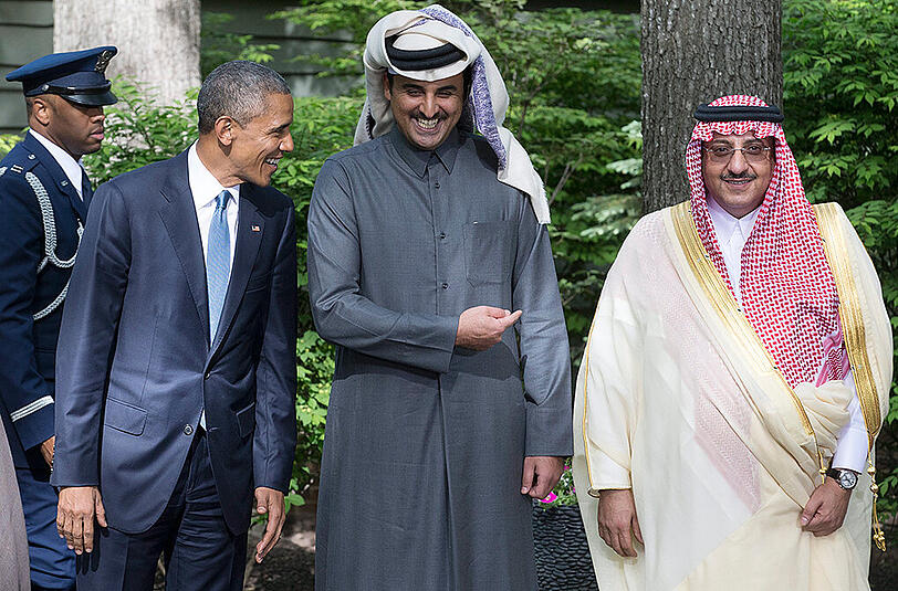 US-Präsident Barack Obama zusammen mit Spitzenvertretern von Qatar und Saudi Arabien. Foto: Michael Reynolds
