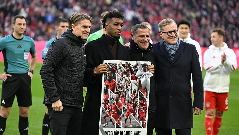 Der FC Bayern verabschiedet Kingsley Coman (2.v.l). Der FC Bayern verabschiedet Kingsley Coman (2.v.l).