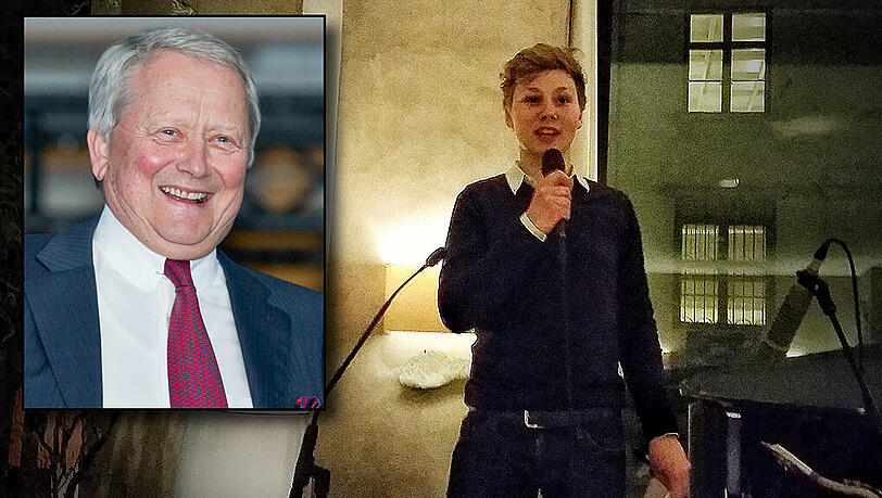 In Action bei der Versteigerung: Felix Porsche, jüngster Sohn von Wolfgang Porsche (kleines Bild), der das PS-starke Imperium lenkt. In Action bei der Versteigerung: Felix Porsche, jüngster Sohn von Wolfgang Porsche (kleines Bild), der das PS-starke Imperium lenkt.