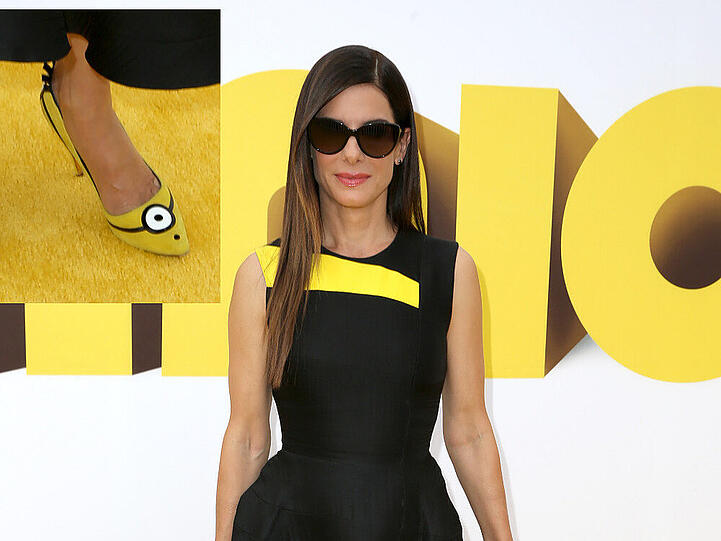 Sandra Bullock kombiniert gerne Mode und Humor - ihr Outfit stand ganz im Zeichen des Films "Minions"