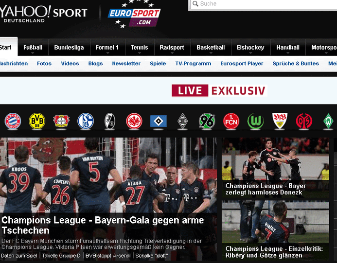 Bayern-Gala gegen arme Tschechen sah "eurosport.com".