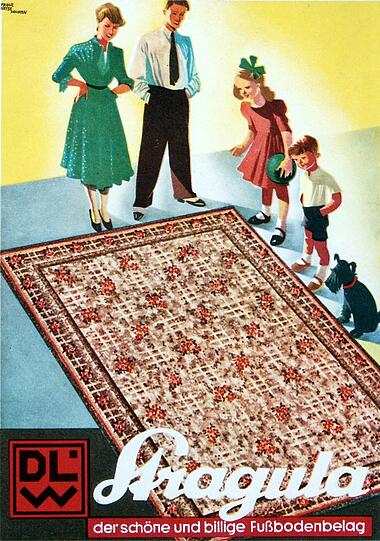 Eine Teppich-Werbung aus den 1950ern.