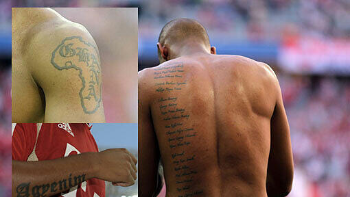 Das Geheimnis um Bayern-Star Boatengs Tattoos: Religion, Heimat und Familie spielen für die Motivik eine wichtige Rolle. Das Geheimnis um Bayern-Star Boatengs Tattoos: Religion, Heimat und Familie spielen für die Motivik eine wichtige Rolle.