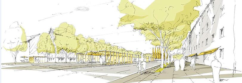 Der neue Haltestellenbereich am Romanplatz.