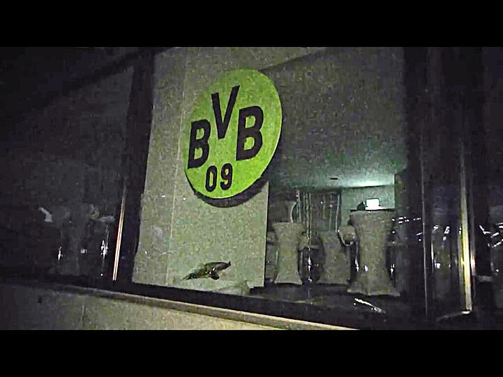 Fiese Attacke mitten ins Herz des FC Bayern: Vermummte dringen in die Allianz Arena ein und sprühen mit Spezial-Kreide das Logo des BVB an das Fenster einer VIP-Loge.