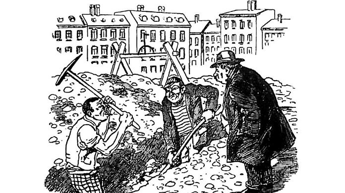 Schon 1928 war in München jede Straße aufgerissen - wenn man dieser Karikatur aus dem Buch von Peter Scher und Hermann Sinsheimer trauen darf.