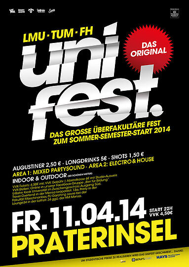 Der Flyer zur größten Münchner Uniparty.
