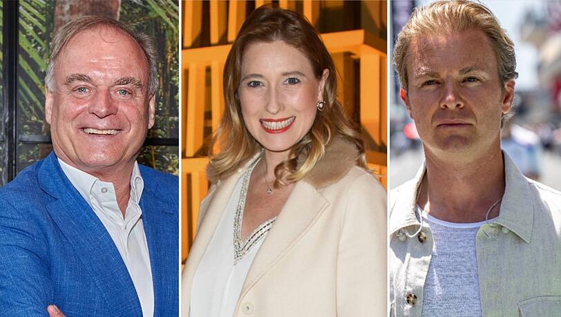 Georg Kofler (l.), Lencke Wischhusen und Nico Rosberg haben "H&ouml;hle der L&ouml;wen" den R&uuml;cken zugekehrt.