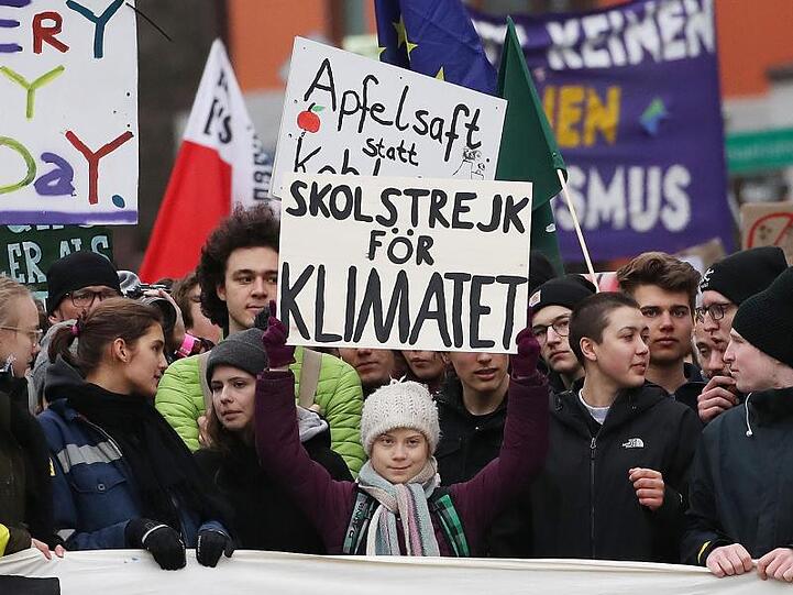Greta Thunberg (M) nimmt an der Fridays-for-Future-Demonstration in Hamburg teil.