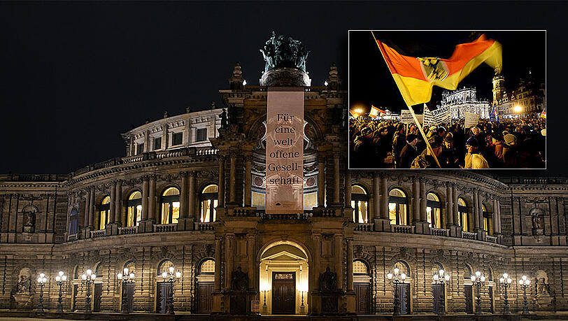 Die Semperoper ist eines der großen Wahrzeichen von Dresden. Die Stadt möchte Europäische Kulturhauptstadt 2025 werden. Gleichzeitig wirft die Pegida-Bewegung, die in Dresden ihren Ursprung hat, dunkle Schatten. Die Semperoper ist eines der großen Wahrzeichen von Dresden. Die Stadt möchte Europäische Kulturhauptstadt 2025 werden. Gleichzeitig wirft die Pegida-Bewegung, die in Dresden ihren Ursprung hat, dunkle Schatten.
