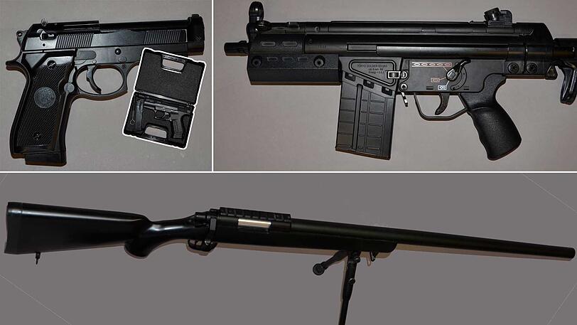 Die sichergestellten Softair-Waffen.