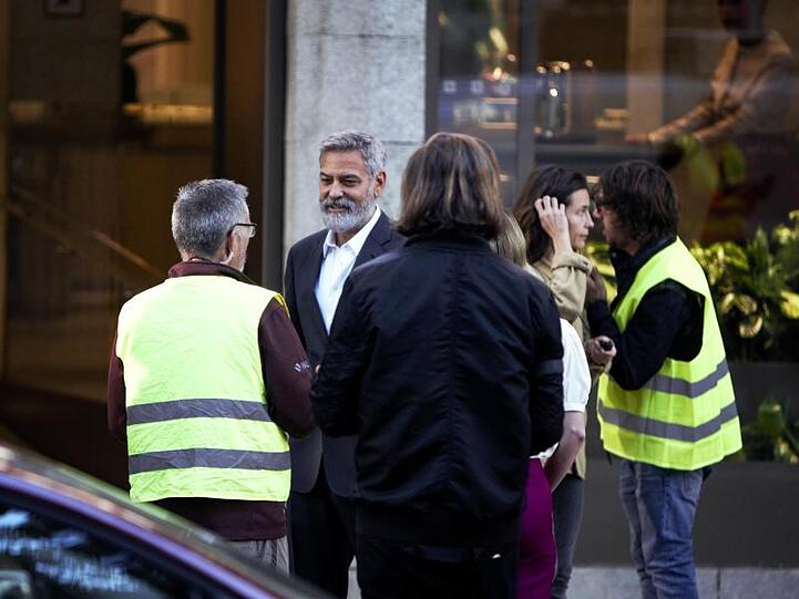 George Clooney am Rande von Dreharbeiten in Madrid.