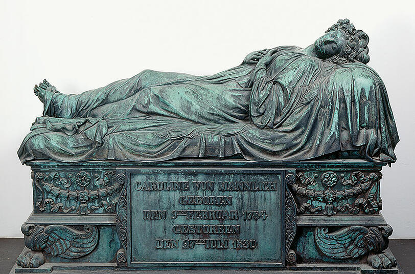 Hier ruht Caroline von Mannlich (1784-1830) &ndash; das Grabmonument hat Johann Baptist Stiglmaier geschaffen.