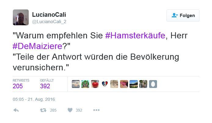 So amüsieren sich Twitter-User über die Hamsterkäufe im Konzept zur Zivilverteidigung.