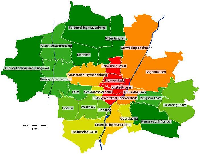 Je grüner, deste niedriger die Miete: die neuste Grafik zur Mietsituation.