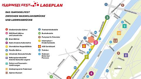 Der Lageplan zum Isarinselfest 2016.