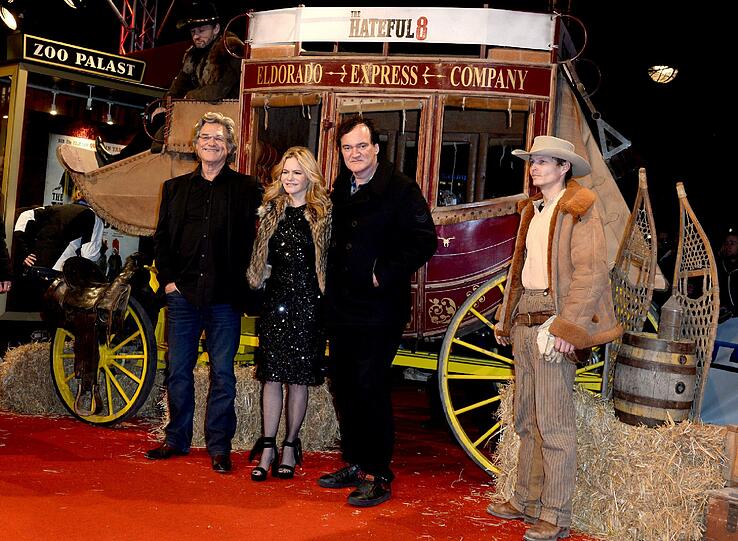 Kurt Russell, Jennifer Jason Leigh und Quentin Tarantino