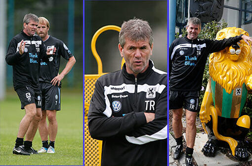 Der neue Löwen-Coach Friedhelm Funkel bei der ersten Trainingseinheit an der Grünwalder.