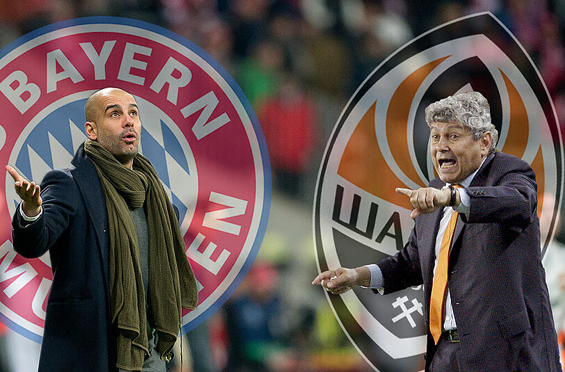 So wollen sie ins Viertelfinale der Champions League einziehen: Bayern-Trainer Pep Guardiola und Schachtjor-Coach Mircea Lucescu.
