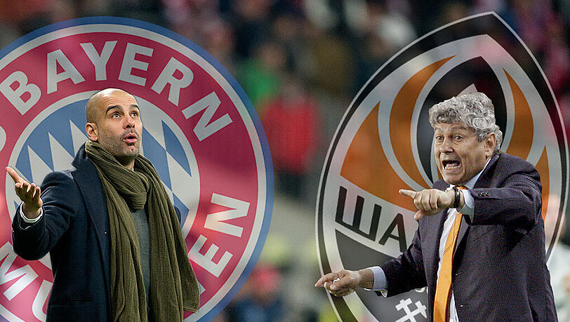 So wollen sie ins Viertelfinale der Champions League einziehen: Bayern-Trainer Pep Guardiola und Schachtjor-Coach Mircea Lucescu. So wollen sie ins Viertelfinale der Champions League einziehen: Bayern-Trainer Pep Guardiola und Schachtjor-Coach Mircea Lucescu.
