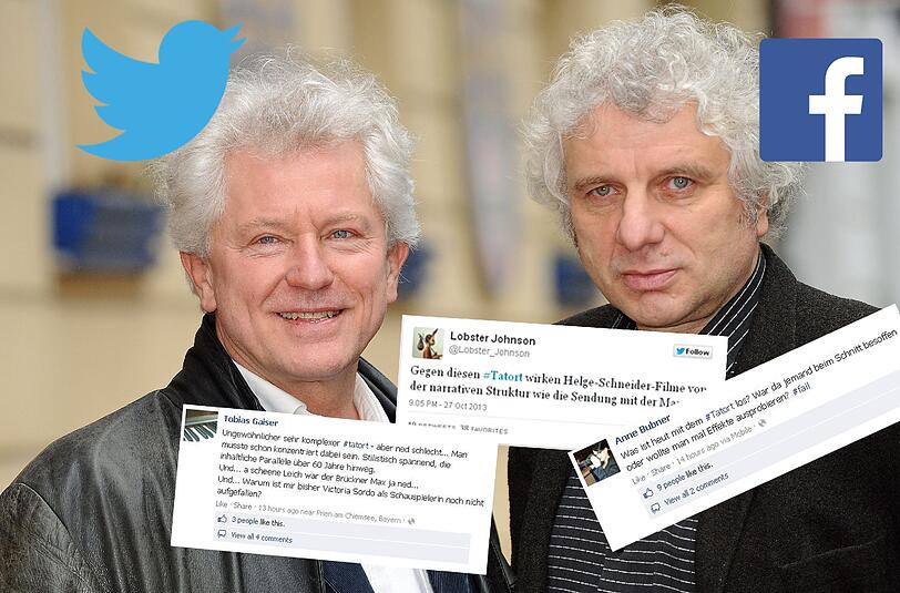 Die Münchner "Tatort"-Kommissare Miroslav Nemec (l) und Udo Wachtveitl. Bei Twitter und Facebook wird ihr aktuellster Fall "Aus der Tiefe der Zeit" heiß diskutiert.