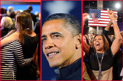Barack Obama bleibt US-Präsident. Es war eine an Spannung kaum zu überbietende Wahlnacht. Die besten Bilder.