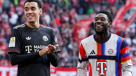 Die langzeitverletzten Kumpels Musiala (li.) und Davies (re.) durften nach ihren R&uuml;ckschl&auml;gen als Joker gegen Real Madrid ran.