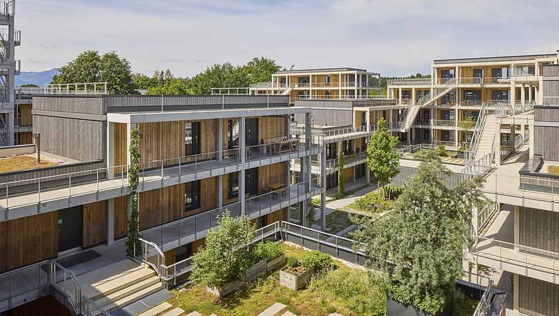 Das nachhaltige Studentenquartier CampusRO in Rosenheim. Hier wurden insgesamt 1800 Kubikmeter Holz verbaut.