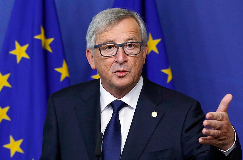 Der Präsident der Europäischen Kommission Jean-Claude Juncker spricht während einer Pressekonferenz auf dem EU-Gipfel zur Flüchtlingkrise.