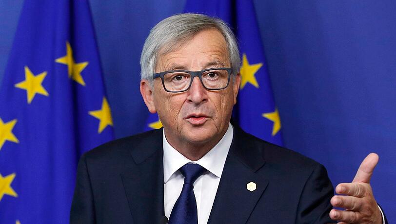 Der Präsident der Europäischen Kommission Jean-Claude Juncker spricht während einer Pressekonferenz auf dem EU-Gipfel zur Flüchtlingkrise. Der Präsident der Europäischen Kommission Jean-Claude Juncker spricht während einer Pressekonferenz auf dem EU-Gipfel zur Flüchtlingkrise.