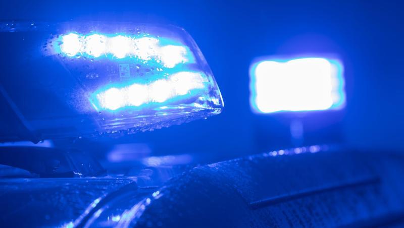 Blaulichter leuchten auf einem Streifenwagen der Polizei. Foto: Jens Büttner/zb/dpa/Archivbild