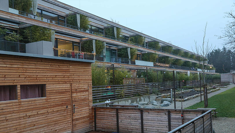 Ein Holzbau in Riem. Ein Holzbau in Riem.
